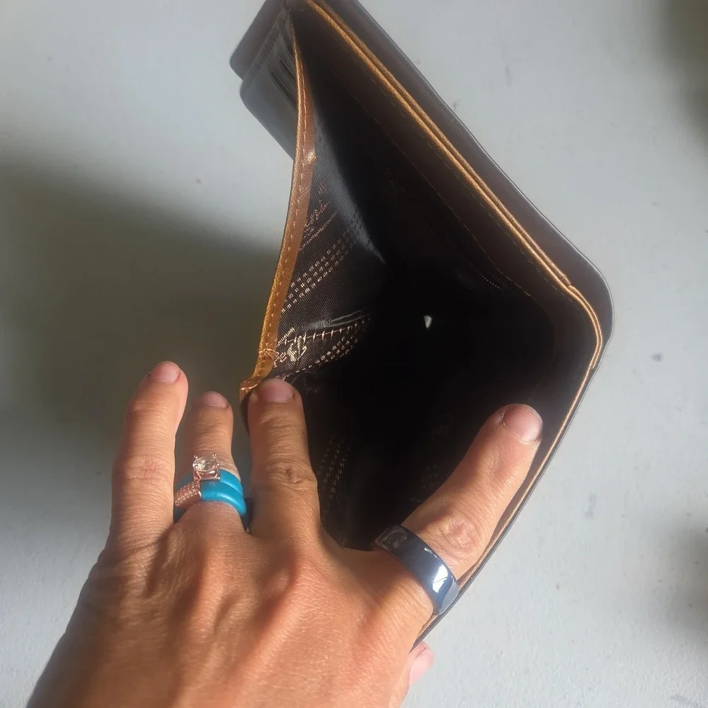 Bailini Genuine Brown Cowhide Leather Men Bifold Cowboy Wallet